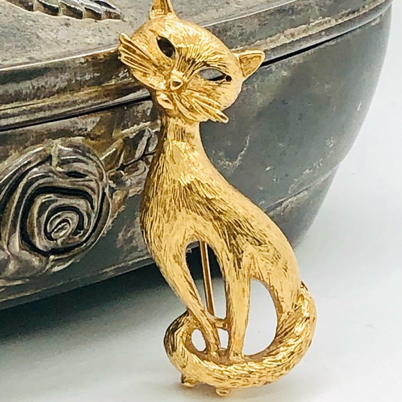 Vintage Signed Kitty Cat Figural Brooch - Picture 8 of 10